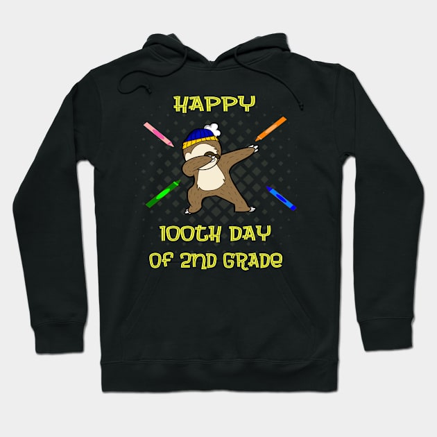 Happy 100th Day Of School Dabbing Sloth 2nd grade Hoodie by familycuteycom